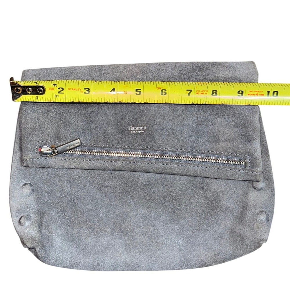 Hammitt Los Angeles VIP Clutch Grey Suede Silver Rivet Foldover Bag - Picture 5 of 10